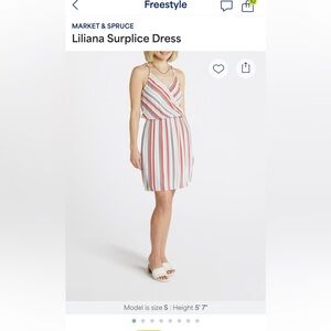 Market & Spruce Striped Surplice Mini Dress - Pink and White